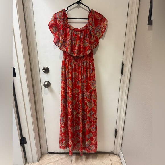 Rabbit rabbit rabbit Red Paisley Maxi Dress size small - Picture 1 of 5